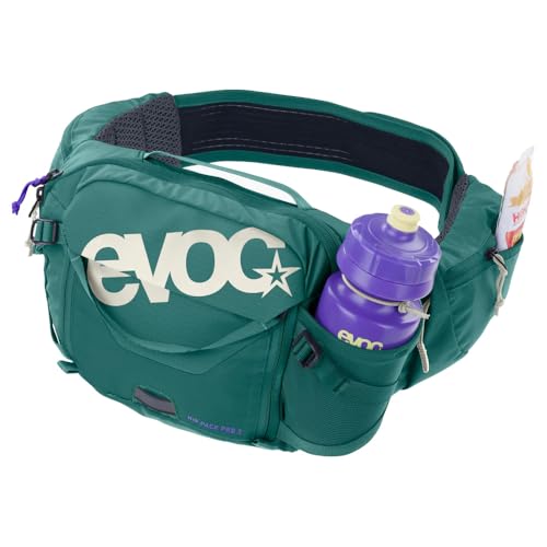 EVOC HIP PACK PRO 3, torba biodrowa (pas biodrowy AERO FLEX, torba na brzuch z systemem AIR FLOW CONTACT SYSTEM, idealny dodatek rowerowy dla miłośników tras), stalowy - fioletowy - ciemnooliwkowy
