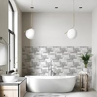 Decoroom Fliesenaufkleber Weiß & Grau 24pcs/15x30cm Brick – Ansicht 6