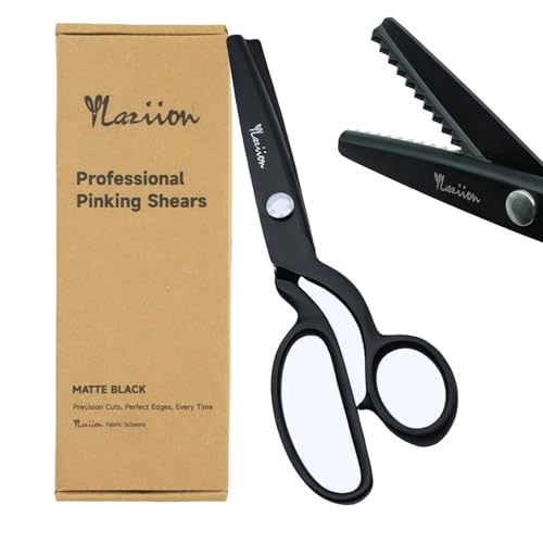 YLaziion 8-Inch Heavy Duty Pinking Shears for Fabric Cutting – 5mm Triangle Tooth Zig Zag Scissors