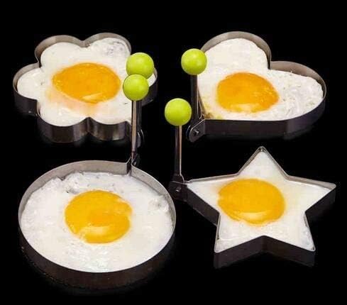 Global Craft ® Stainless Steel (4pcs-Set) Omelette Pancake Egg Ring Mold Cake Mold GC78555
