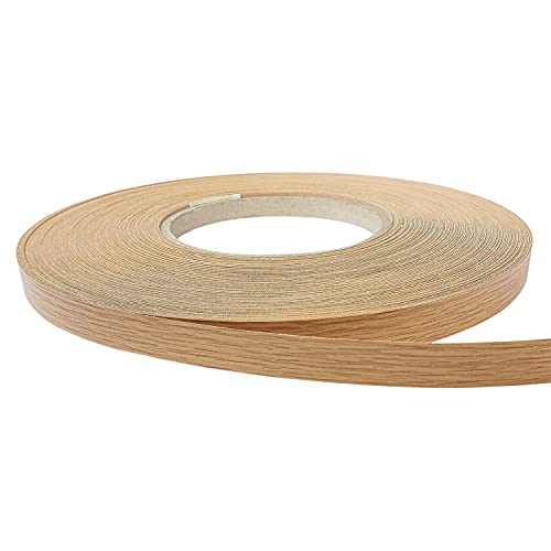 Kantenumleimer 21mm x 5m | Melamin Kantenband mit Schmelzkleber für stabile Möbelkanten | Umleimer für Schutz und dekorativen Abschluss von Möbelplatten | Furnierband zum Aufbügeln | Eiche