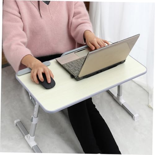 Bureau pliable en bois beige compact et table d'ordinateur réglable pour rompre le mal de dos - 3