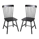 GABOEEN Wooden Windsor Dining Chairs Set of 2 Wood Dining Room Chair Black Spindle Side Kitchen Room Country Farmhouse Chairs