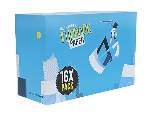 ANDYMATION 16X Flipbook Paper Pack, Refill Paper Sheets for All Andymation Flipbook Kits, Premium pre-drilled Sheets for Perfect Registration, Snap Screws, Enough for 16 Flipbooks.