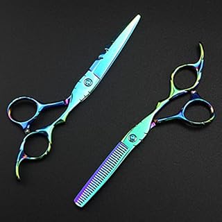 Tijeras de peluquero Tijeras para cortar el cabello, 6 pulgadas, acero japonés, corte verde, tijeras de peluquería, corte de pelo de peluquero, tijeras de entresacar, tijeras de peluquería (color: ju