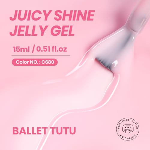 Image of Beetles Nude Gel Nail Polish - 15ml Pink Natural Gel Polish Nail Concealer Ballet Jelly Gel Polish Sheer Translucent Soak Off UV Nail Art DIY Salon Home Manicure Gift for Girls Women