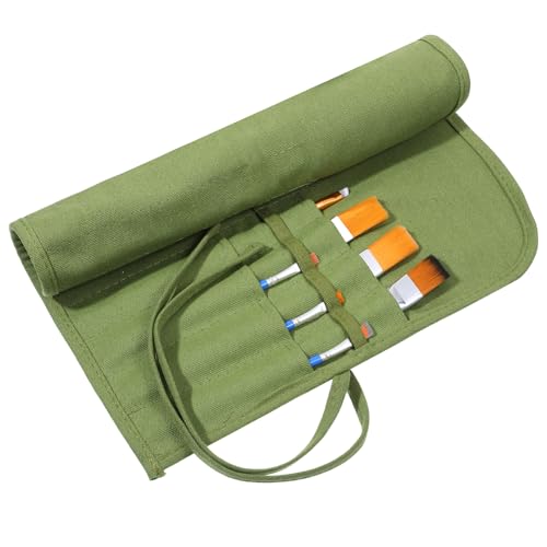 Xelsluthe Suporte organizador de pincéis de pintura, 22 compartimentos, estojo para pincéis artísticos, rolo de lona, para acrílico, óleo, aquarela, guache, materiais de arte