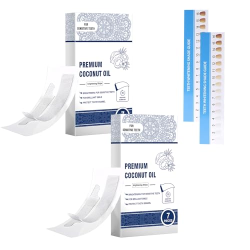 14 Stück Teeth Whitening Strips Mit Coconut, Bleaching Stripes, Zahnaufhellungsstreifen, Schonend für Den Zahnschmelz, Entfernt Schnell Verfärbungen, Geeignet für Empfindliche Zähne