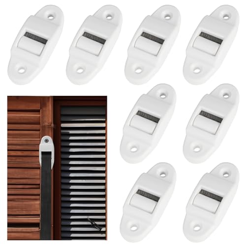 8 Pezzi Guida Cinghia per Tapparelle, Piccolo Guide del Nastro con Spazzola e Rullo, Bianco Guida Cinghia Tapparelle con spazzolino, Distanza Fori 40 mm, per Larghezza Fino a 14 mm (60 x 23 mm)
