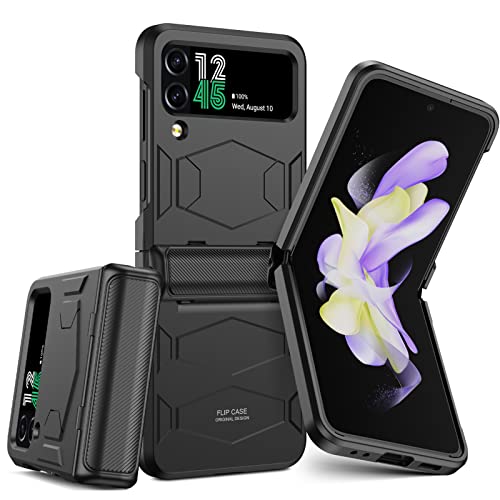 Goosebox For Samsung Galaxy Z Flip 4 Case, Mechanical Hinge Protection&Heavy Duty Shockproof Anti-Scratch Thickening Semi-Auto Hinge Full-Body Protect Shockproof Case For Galaxy Flip 4 (Black) #TOP4