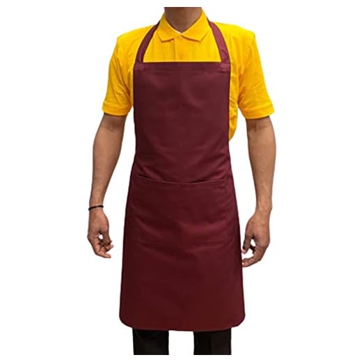 Italbangla Textile Tablier de cuisinier, unisexe, durable, confortable avec poche avant, lavable pour cuisine, bar, restaurant, boucher et restauration, bordeaux, L