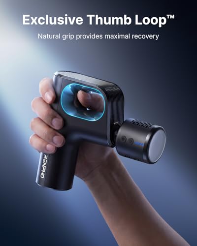 Image of RENPHO Active Mini Thermacool Massage Gun with Heat and Cold, Thumb Loop | Portable Deep Tissue Back Massager with Loop Design for Easy Use, Carry Case, FSA Eligible HSA, Gift for Officers, Gym Lovers