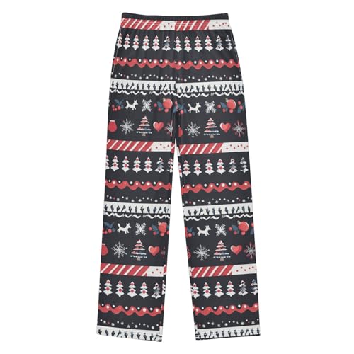 Boys' Pants Christmas Tree Red White Stripe Long Bottoms Jogger Pants Elastic Waist Trousers with Pockets S-XL