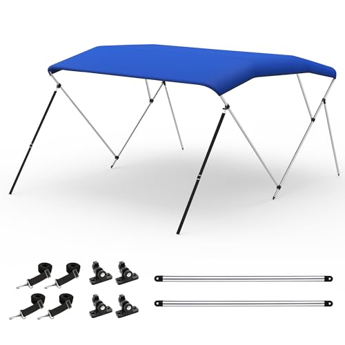 Bimini Top for Boats, 3/4 Bow, Aluminum Frame, Ocean Blue