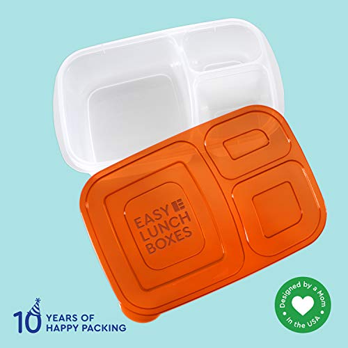 Easylunchboxes® - Bento Lunch Boxes - Reusable 3-Compartment Food Containers For School, Work, And Travel, Set Of 4, Classic #TOP4