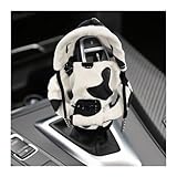 Ohleats Car Gear Shift Hoodie, Mini Funny Fashionable Automotive Gear Shifter Cover, Winter Warm Car Shift Knob Sweater Protector, Universal Interior Car Accessories (Cow)