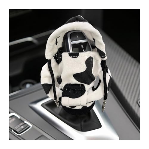 Ohleats Car Gear Shift Hoodie, Mini Funny Fashionable Automotive Gear Shifter Cover, Winter Warm Car Shift Knob Sweater Protector, Universal Interior Car Accessories (Cow)