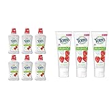 Tom's of Maine Children's Anticavity Fluoride Rinse Mouthwash, Silly Strawberry, 6-Pack + Natural Children's Fluoride Toothpaste, Silly Strawberry, 3-Pack