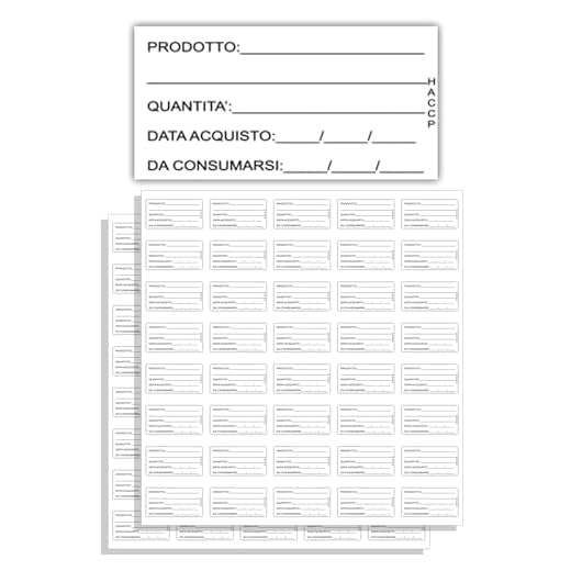 Arterby's® – 350-700 – 1000 + 50 – etiketten voor het invriezen van levensmiddelen Haccp Italiaans – stickers 25 x 50 mm met gepersonaliseerde productkaart – minimale houdbaarheidsduur (COL1, 350