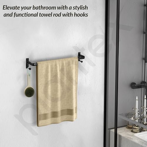 Image of Plantex Towel Holder for Bathroom /24 inch Single Towel Rod /Towel Bar /Towel Hanger /Bathroom Accessories -Pack of 1 (1511, Black)