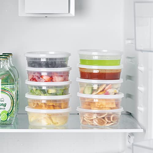 Jaluxing 8 oz. Plastic Deli Containers With Lids, 48 Sets - Leakproof, Stackable, BPA Free, Microwavable, Freezer Safe (Formerly FULING) - Thumbnail 6
