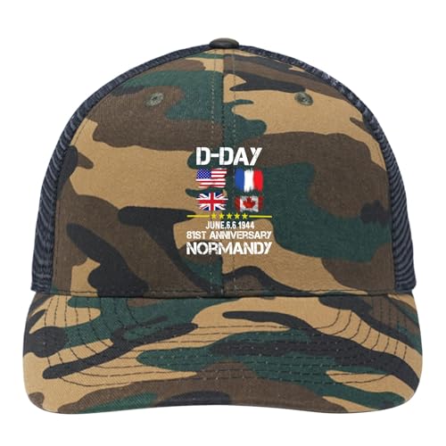 D-Day June 6, 1944 81st Anniversary Normandy Trucker hat Cycling Cap for Son Camo