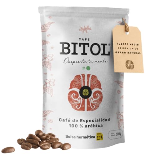 Café de Especialidad en Grano Natural 100% Arábica Origen Único Colombia Huila Supremo - BITOL #1 Gourmet Tueste Medio Intensidad Suave Notas Chocolate Caramelo Cuerpo Equilibrado Bolsa Hermetica 300g