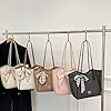CORIOS Sacs Portés Épaule en PU Cuir Sac à Main avec Décoration de Foulard à Nœud Grand Sac Porté-Documents Serviette Mallette Élégant Bureau Travail Voyage Sac Fourre-Tout Noir #5