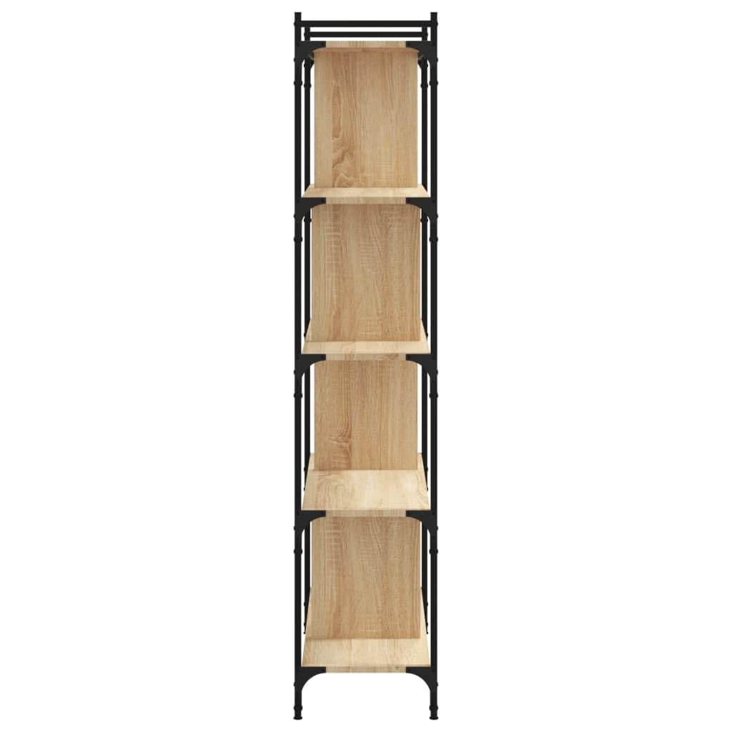 Regał na książki, 5 półek, dąb Sonoma, 76 x 32 x 158 cm, materiał drewnopochodny, metalowa rama, miejsce do przechowywania, organizer do salonu, biura, pokoju dziecięcego, korytarza