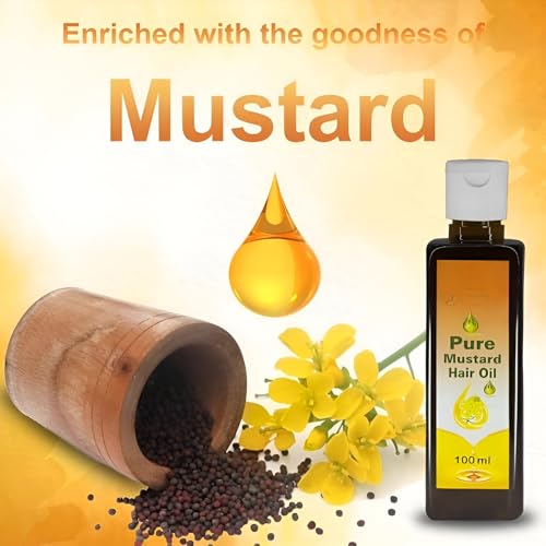 Image of MeeTo Mustard Hair Oil, Organic Hair Growth Oil, Cold Pressed Kacchi Ghani-Kolhu Herbes 100% Pure Mineral Oil Reduces Hair Fall & Dandruff, Damage Repair for Men, Women, 100ml