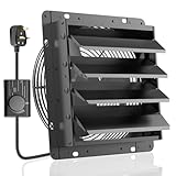 HG Power 350mm Shutter Exhaust Fan with Speed Controller 1500m³/h Wall Mounted Extractor Fan with Mesh Screen Low Noise Shed Exhaust Fan for Ventilation Use, Basement, Gable, Chicken Coop, Black