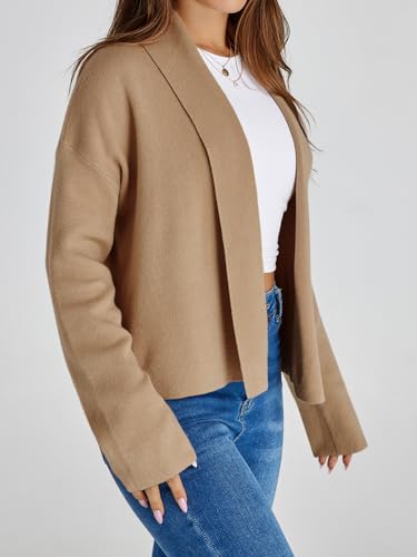 Image of Saodimallsu Womens Cropped Cardigan Open Front Shawl 2026 Fall Trendy Long Sleeve Sweater Jacket
