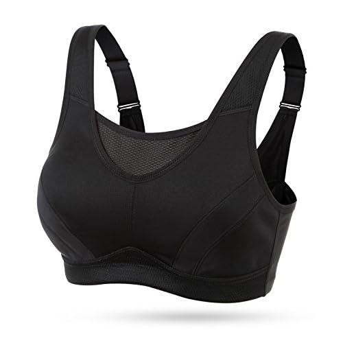 Wingslove Damen Vollschalen Sport BH Starken Halt Bügellos BH ohne Gepolstert Workout BH （Schwarz 36B）