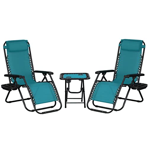 Totò Piccinni Set Bistrot 2 Sedie Sdraio GRAVITY e Tavolino pieghevole in textilene (Petrolio)