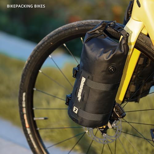 Rhinowalk Fahrrad Vordergabeltasche, wasserdichte Fahrrad Gepäckträgertasche, 7L Fahrradtasche, Gabeltasche, für E-Scooter, Mountainbike, Rennrad, Zubehör-Schwarz