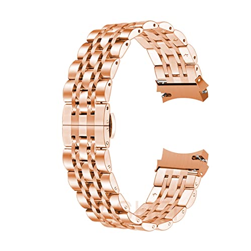 Run Ken ���ԂȂ��X�g���b�v Galaxy Watch 4 Classic 42mm 46mm �o���h �X�e�����X�X�`�[�� �J�[�u�G���h�u���X���b�g Galaxy Watch 4 40mm 44mm �Ή�(Rosegold,Galaxy watch4