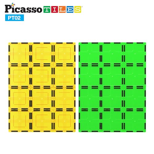 Image of PicassoTiles Kids Toy Magnetic Building Blocks Magnet Tiles Supersized 2pc Large Stabilizer Base Jumbo XL Plate Foundation Education Construction Kit Engineering STEM Children Learning Stacking Set