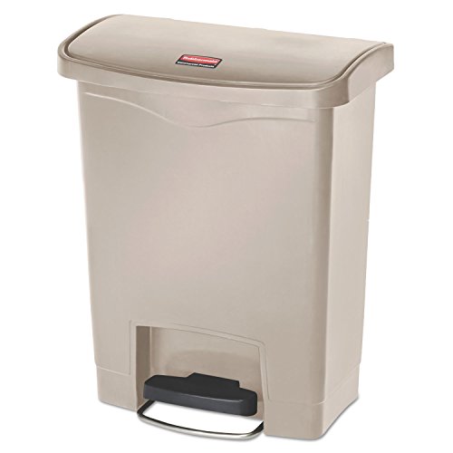 Image of Rubbermaid Commercial Products STREAMLINE Plastic Front Step Step-On-Trash /Garbage Can /Bin 8 GAL Beige for Doctor's Office /Hospitals /Healthcare