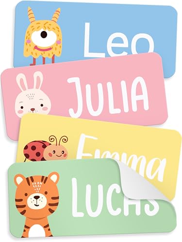 StiKiddo® Set de 105 Etiquetas Personalizadas para Niños - Pegatinas Adhesivas para Ropa y Objetos, Para Guarderíay y Escuela, Impermeables - Azul