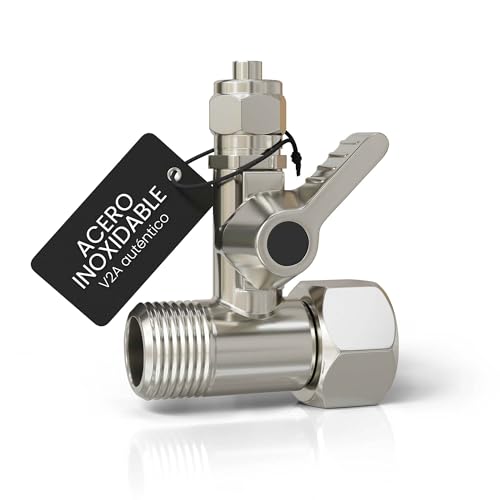 smardy Válvula de Cierre acero inoxidable Conector en T 3/8x3/8x1/4' Grifo-Cierre Adaptador para conectar 2 dispositivos (frigorífico SBS, ósmosis inversa y cafeteras)