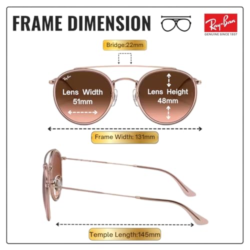 Image of Ray-Ban RB3647N ROUND DOUBLE BRIDGE Round Shaped Sunglasses for Men & Women with Official RAYBAN Eyewear Kit
