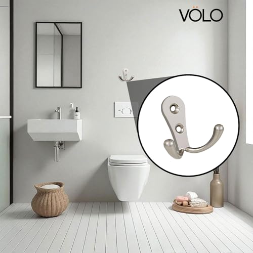 Image of VOLO Two pin Clothes Hanger Hook Premium and Stylish Door Hangers for Clothes, Door Cloth Hanger, Cloth Hooks /Hanger, Hooks Rail for Hanging Keys,Clothes,Towel (Chrome Finish, 2)