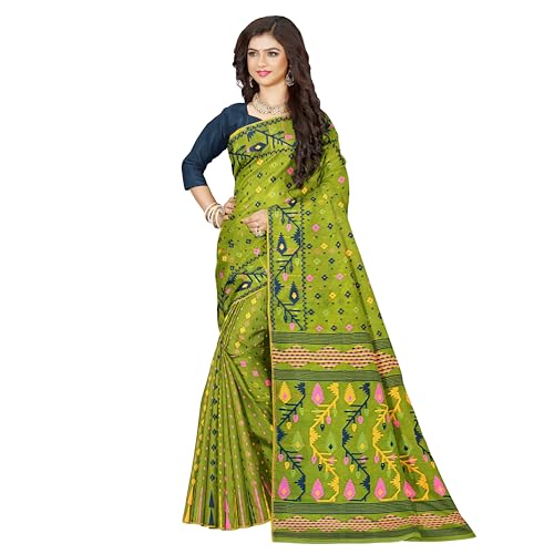 Image of Mayabi Women's Dhakai Jamdani Cotton Silk Saree Traditional Bengali Tant Korat Work, Without Blouse Piece