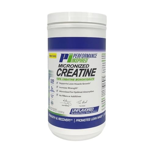 Performance Inspired Nutrition Micronized Creatine Monohydrate – 100% Pure, Unflavored, No Fillers – Supports Muscle Growth & Recovery – 1.1 lb
