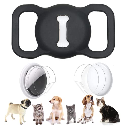 Coque de protection compatible avec AirTags, coque en silicone pour collier d'animal domestique pour chien et chat - Support en silicone anti-rayures pour localiser le GPS Cover