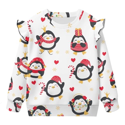 Christmas Shirts for Toddler Girls Long Sleeve Girls Graphic Sweatshirts Size 1-8 Years Ruffle Sweatshirt