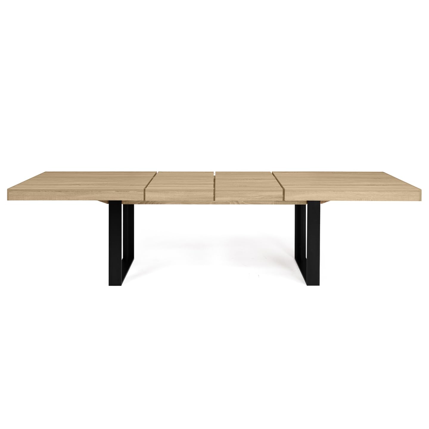 IDMarket - Table à Manger Extensible Rectangle Phoenix 6-12 Personnes Bois et Noir 200-300 cm