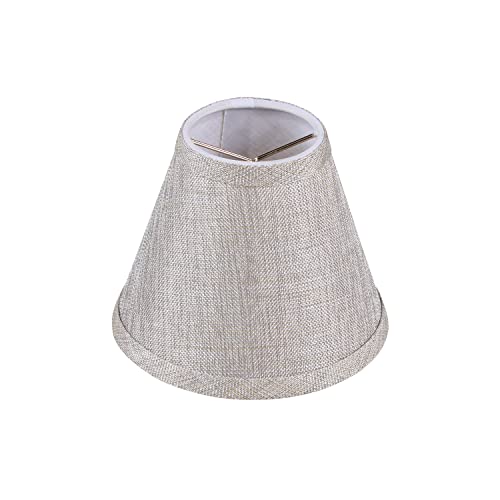 Image of Aspen Creative 51018-9, Hardback Empire Transitional Clip-On Chandelier Shade, Beige Linen Texture Fabric, 3 inch Top x 6 inch Bottom x 5 inch Slant, Set of 9