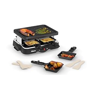 Tristar Raclette-Grill für bis zu 4 Personen, 500 W, 4 Antihaft-Pfännchen, Kompaktes Design, Ideal für Camping & Kleine Haushalte, RA-2949