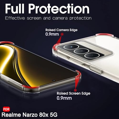 Image of TheGiftKart Crystal Clear Back Cover Case for Realme P3x / Narzo 80x / Realme 14x 5G / Narzo 80 Lite 5G | 360 Degree Protection | Shock Proof Design | Transparent Cover (PC & TPU, Transparent Bumper)